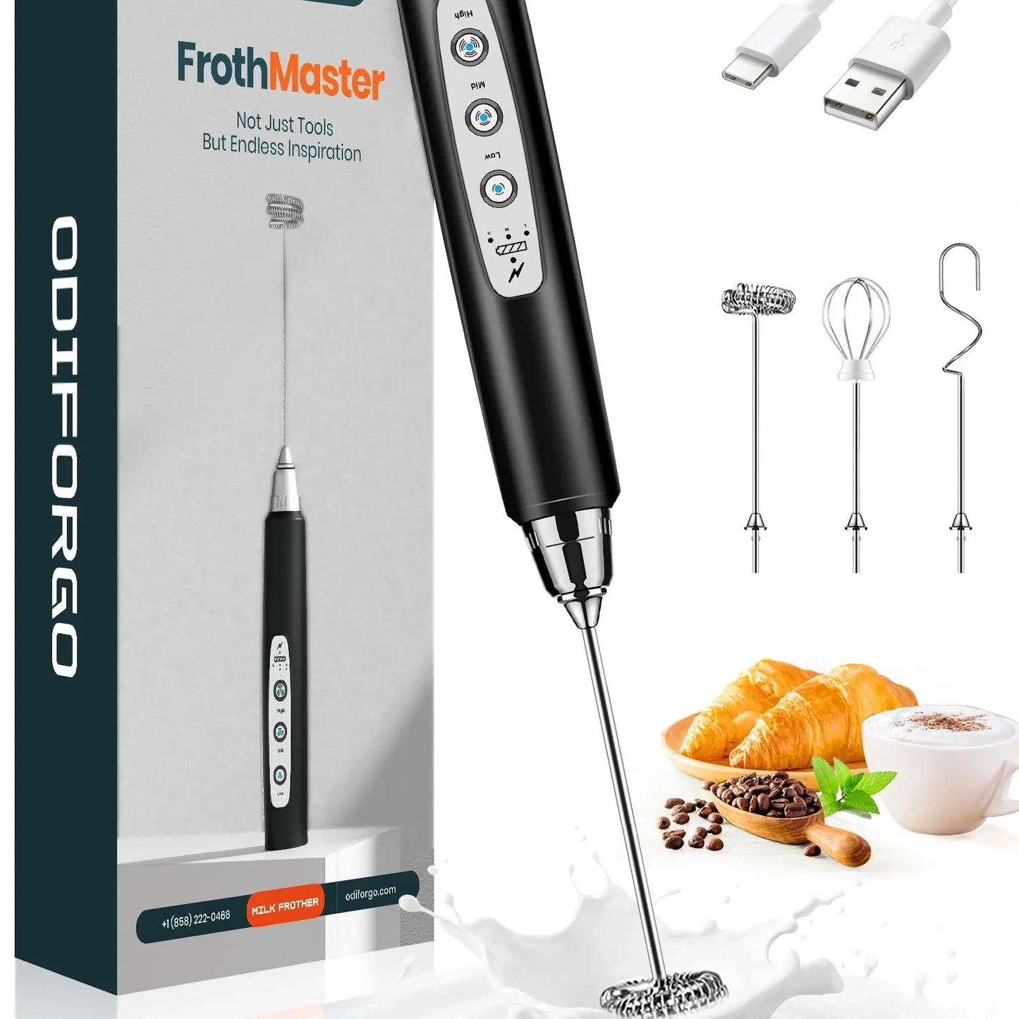 Rechargeable Milk Frother,CoffeeMixer,Frother Wand Drink Mixer