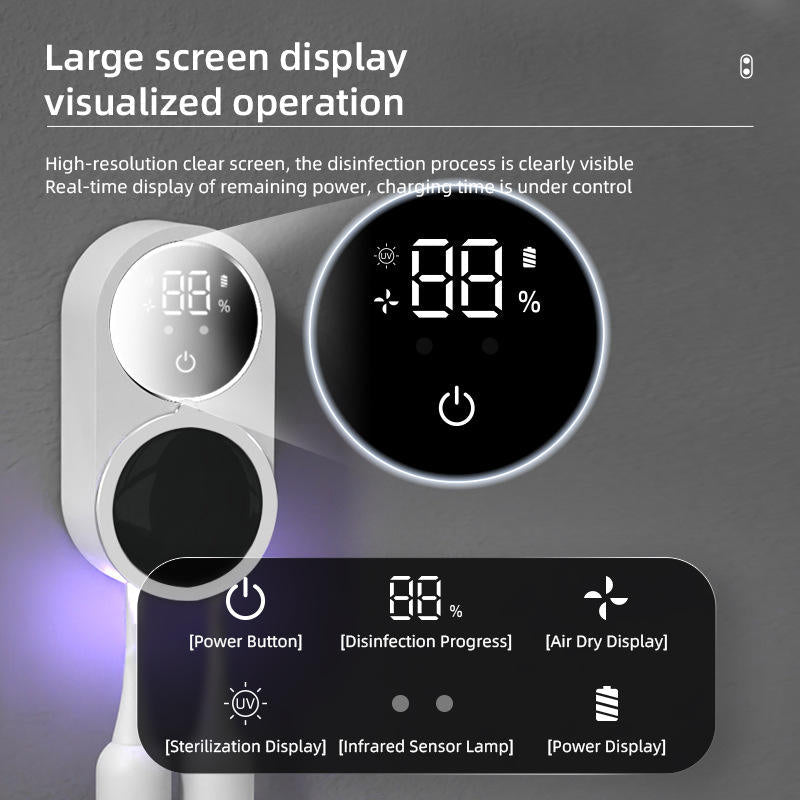 Limited Time: 30% OFF🛁 Smart Digital Display Toothbrush Sanitizer with Drying Function for Electric & Manual Toothbrushes🦷