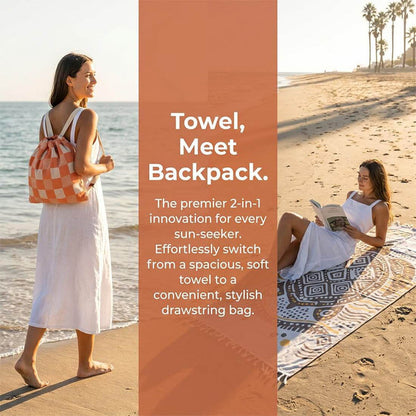 2-in-1 ConvertibleBeach Towel & DrawstringBackpack
