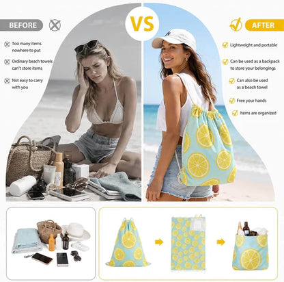 2-in-1 ConvertibleBeach Towel & DrawstringBackpack