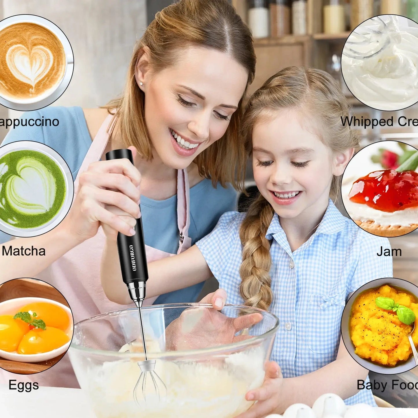 Rechargeable Milk Frother,CoffeeMixer,Frother Wand Drink Mixer