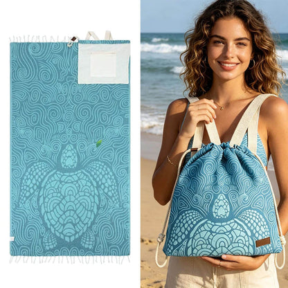 2-in-1 ConvertibleBeach Towel & DrawstringBackpack