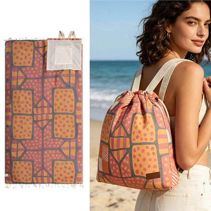 2-in-1 ConvertibleBeach Towel & DrawstringBackpack