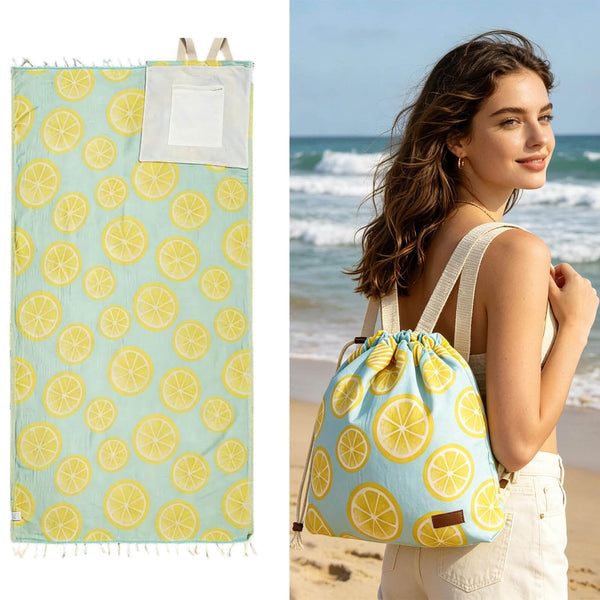 2-in-1 ConvertibleBeach Towel & DrawstringBackpack