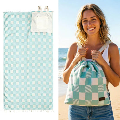2-in-1 ConvertibleBeach Towel & DrawstringBackpack