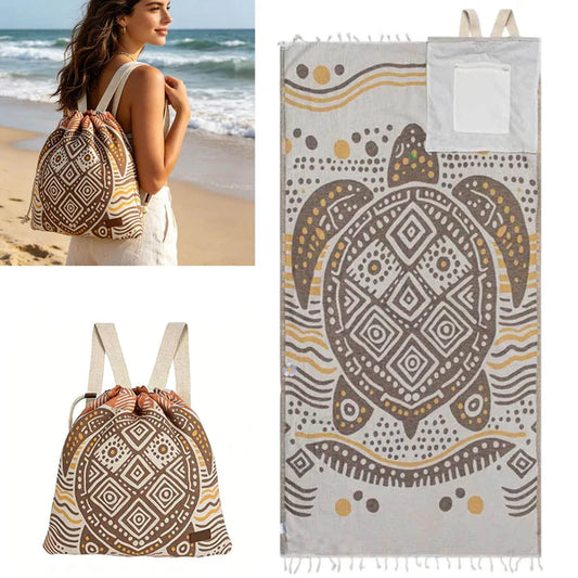 2-in-1 ConvertibleBeach Towel & DrawstringBackpack