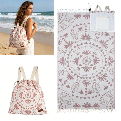2-in-1 ConvertibleBeach Towel & DrawstringBackpack