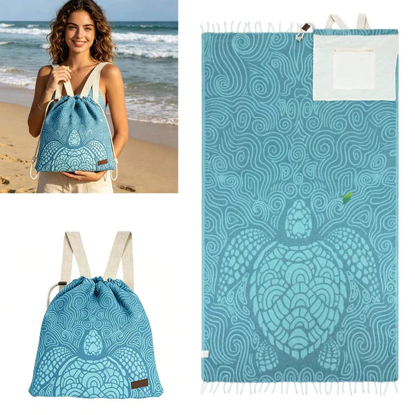 2-in-1 ConvertibleBeach Towel & DrawstringBackpack