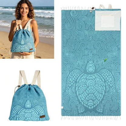 2-in-1 ConvertibleBeach Towel & DrawstringBackpack