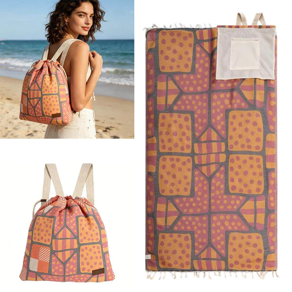 2-in-1 ConvertibleBeach Towel & DrawstringBackpack