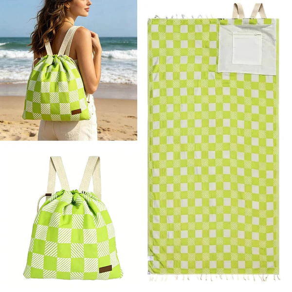 2-in-1 ConvertibleBeach Towel & DrawstringBackpack
