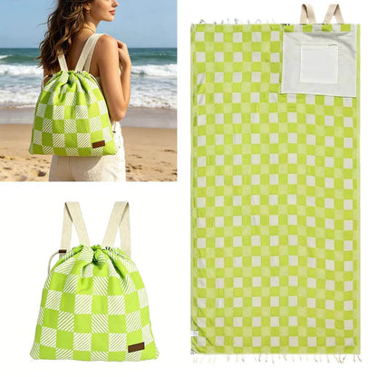 2-in-1 ConvertibleBeach Towel & DrawstringBackpack