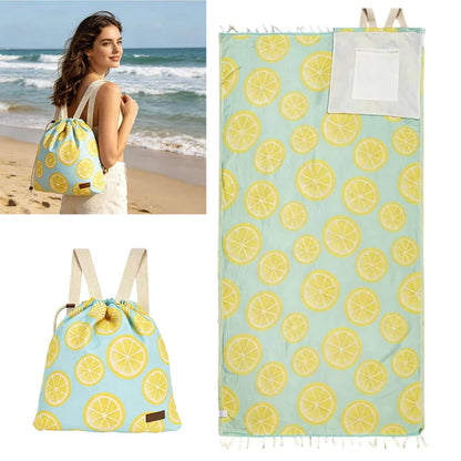 2-in-1 ConvertibleBeach Towel & DrawstringBackpack