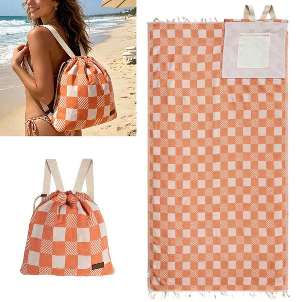 2-in-1 ConvertibleBeach Towel & DrawstringBackpack
