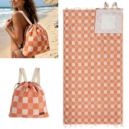 2-in-1 ConvertibleBeach Towel & DrawstringBackpack