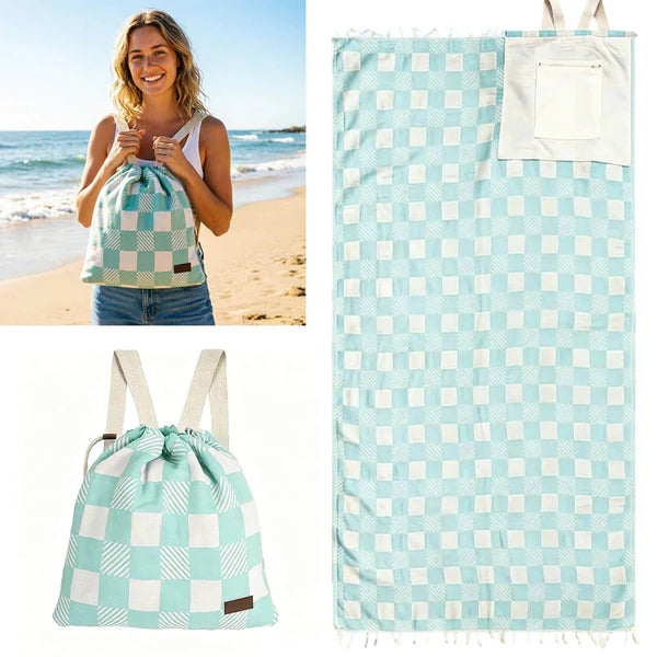 2-in-1 ConvertibleBeach Towel & DrawstringBackpack