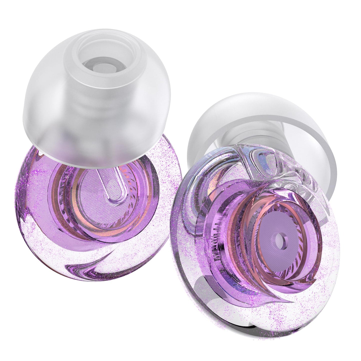Yawsoy Purple Silicone In-Ear Ear Plugs, 2 Pack High Fidelity Ear Plugs for Concerts, Raves, Work, Musicians, 5 Pair Ear Tips in S/M/L, 18-25 dB Noise Cancelling