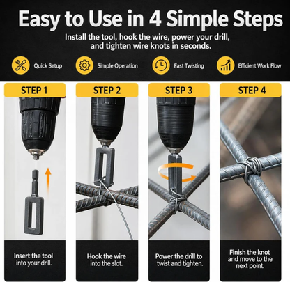 Wire Twister for Drill -Twist Tight Wires in 3Seconds
